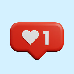 3d illustration of social media notification concept icon like