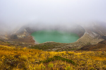 Caldera lake in a fog (Zao, Katta-gun, Miyagi, Japan)