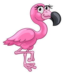 Pink Flamingo Bird Animal Cartoon Illustration