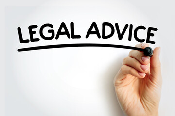 LEGAL ADVICE underlined text with marker, concept background