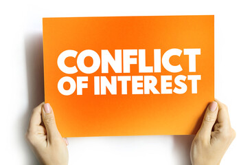 Conflict Of Interest text card, concept background