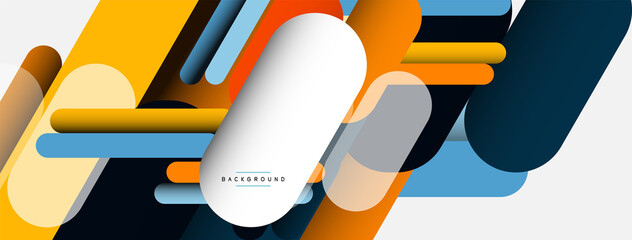 Abstract background. Round shapes, lines compositions on grey backdrop. Vector illustration for wallpaper banner background or landing page