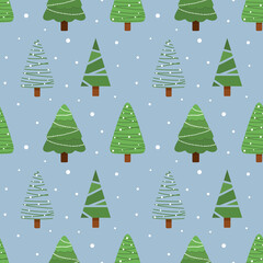 Seamless christmas pattern. Background with christmas trees. Perfect for wrapping paper, greeting cards, textile.