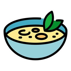 Obraz premium Greek soup bowl icon. Outline greek soup bowl vector icon color flat isolated