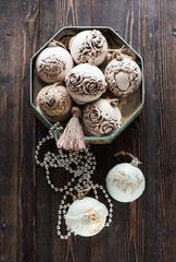 Composition of Christmas holidays with vintage Christmas toys.