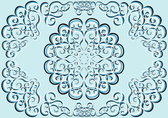 circular pattern similar to mandela in blue tones