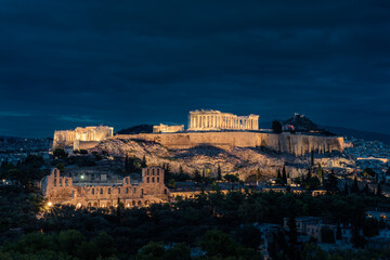 Naklejka na ściany i meble Sunset landscapes of the Acropolis in Athens, Greece