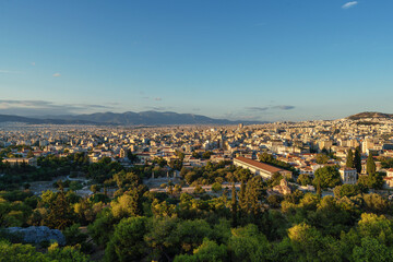 Obraz premium Aerial view of the Athens city, the Ancient Agora and Lycabettus Hill
