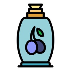 Greek olive bottle icon. Outline greek olive bottle vector icon color flat isolated