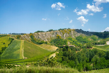 Fototapeta na wymiar Rural landscape on the hills near Riolo Terme and Brisighella