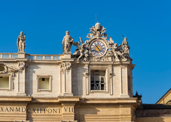 Oltramontao clock on St. Peter's Basilica in the Vatican city to show European mean time, Rome, Italy