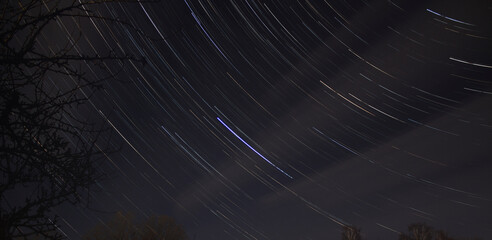 star trail astrophotography photo on a cold October night