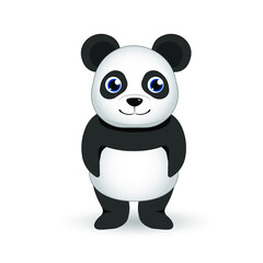 Obraz na płótnie Canvas Panda vector print, baby shower card. hello panda cartoon illustration, greeting card, kids cards for birthday poster or banner, doodle invitation 