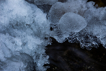 Flowing water under melting ice, concept of global warming