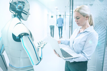 Businesswoman Humanoid Robot - obrazy, fototapety, plakaty