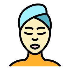 Woman self care icon. Outline woman self care vector icon color flat isolated