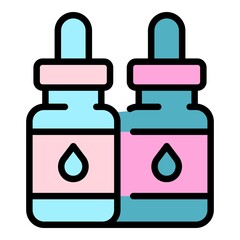 Self care dropper oil icon. Outline self care dropper oil vector icon color flat isolated