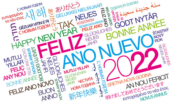 Feliz año nuevo deseos tarjetas colores 2022
