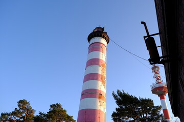 Lighthouse near the village of Shepelevo, coast of the Gulf of Finland, Lomonosovsky district,...