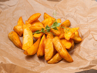 potato slices in rustic style on craft paper