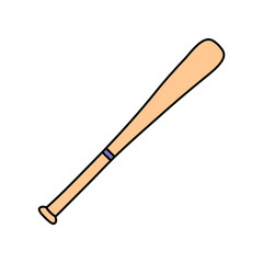 Baseball bat. Sport equipment sketch. Hand drawn icon. Vector freehand fitness illustration