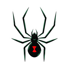 Black widow spider shape silhouette. Insect icon symbol. Vector illustration image.