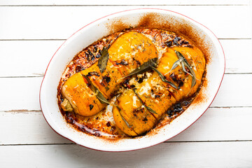 Baked pumpkin with spice herbs