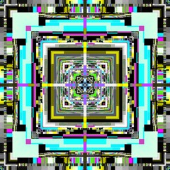 Abstract fractal pattern. Abstract symmetric glitch technology image.