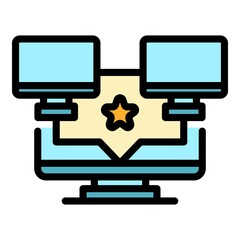 Home office network icon. Outline home office network vector icon color flat isolated