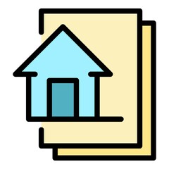 Home office papers icon. Outline home office papers vector icon color flat isolated