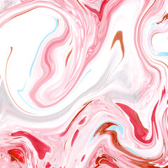 High Resolution Colorful fluid painting with marbling texture,  pink color. 3D Rendering. 