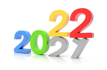 3d Illustration - 2021 - 2022 - Silvester, Neujahr, Countdown, Jahreszahlen