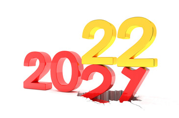 3d Illustration - 2021 - 2022 - Silvester, Neujahr, Countdown, Jahreszahlen