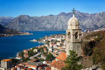Naklejka na ściany i meble Old church on the hill above Kotor, Montenegro