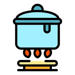 Saucepan icon. Outline saucepan vector icon color flat isolated