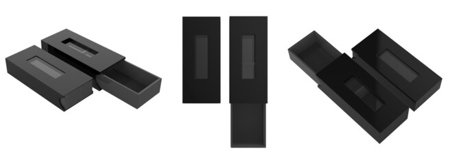 Obraz premium hard box with window set mock-up. Good for packaging design. 3d illustration