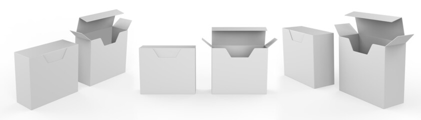 hard box mock-up. Good for packaging design isolated on white background. 3d illustration