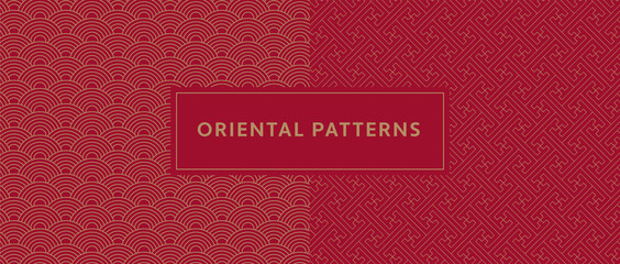 Set of two oriental seamless patterns