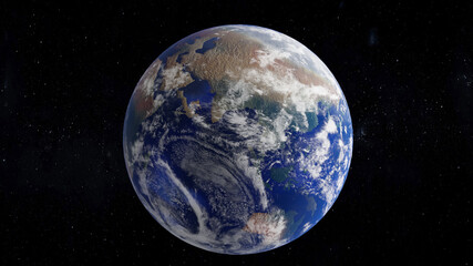 Fototapeta na wymiar View of Earth in open space, illustration