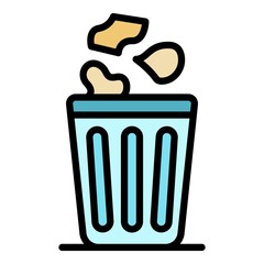 Recycle bin icon. Outline recycle bin vector icon color flat isolated