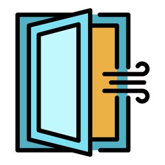 Room ventilation icon. Outline room ventilation vector icon color flat isolated