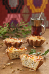 baked shortbread tartlets with egg and herbs