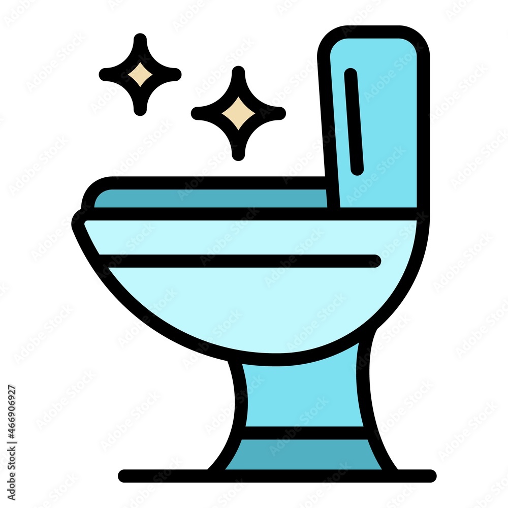 Sticker Toilet clean disinfection icon. Outline toilet clean disinfection vector icon color flat isolated - Stickers