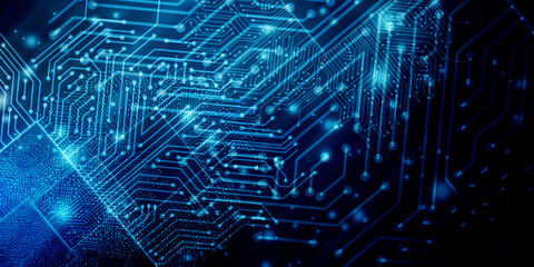 2d illustration Abstract futuristic electronic circuit technology background
