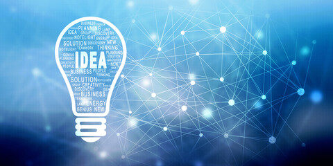 2d illustration bulb future technology, innovation background, creative idea concept 

