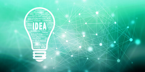 2d illustration bulb future technology, innovation background, creative idea concept 

