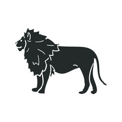 Lion Icon Silhouette Illustration. Animal King Vector Graphic Pictogram Symbol Clip Art. Doodle Sketch Black Sign.