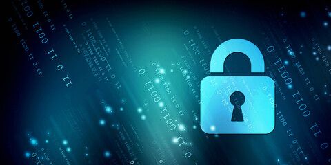 2d illustration Safety concept: Closed Padlock on digital background
