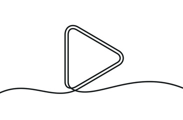 Obraz premium Play button one line background. One continuous line drawing of play button. Vector illustration. Play button line icon.