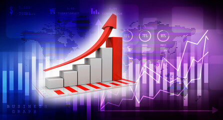 3d rendering Stock market online business concept. business Graph 